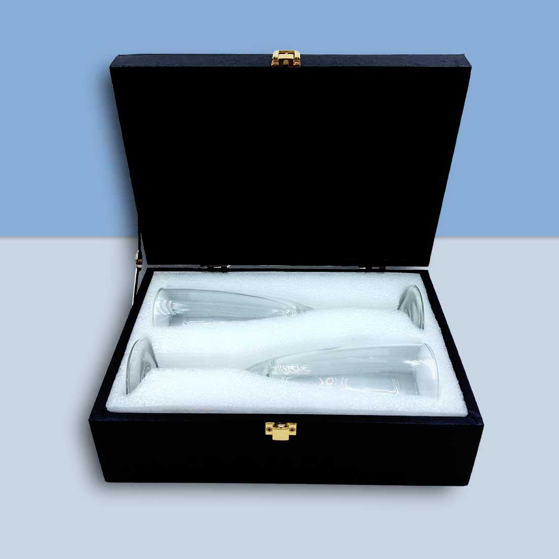 Champagne Glass Set Gift Box Available in Black - Image 2