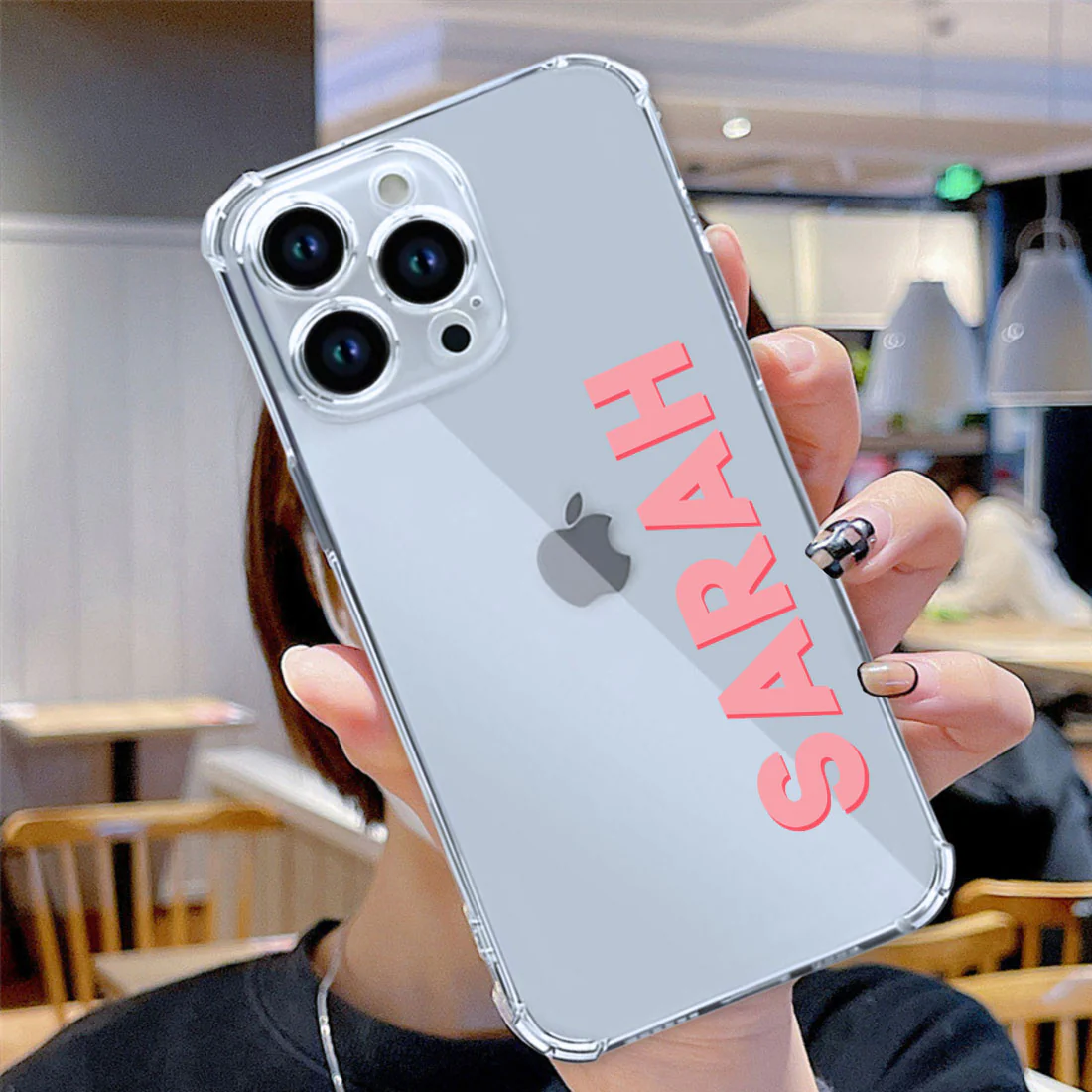 Back Cover for IPhone 13 pro with Name Transparent Cases with Camera Protection - Image 2