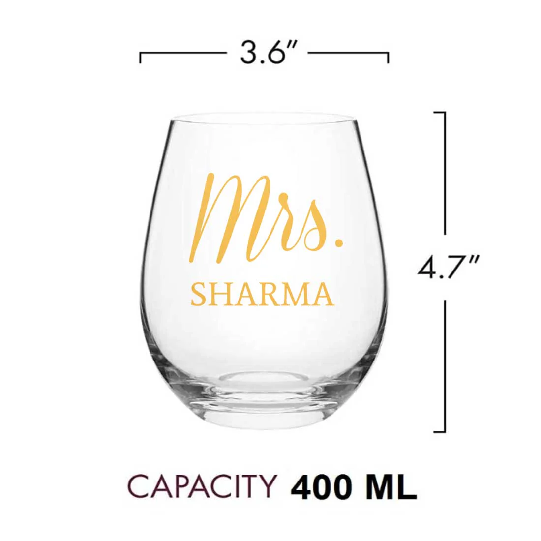Personalized Bar Glasses Stemless Wine Glass With Name Perfect Gift for Wife - Mrs - Image 6