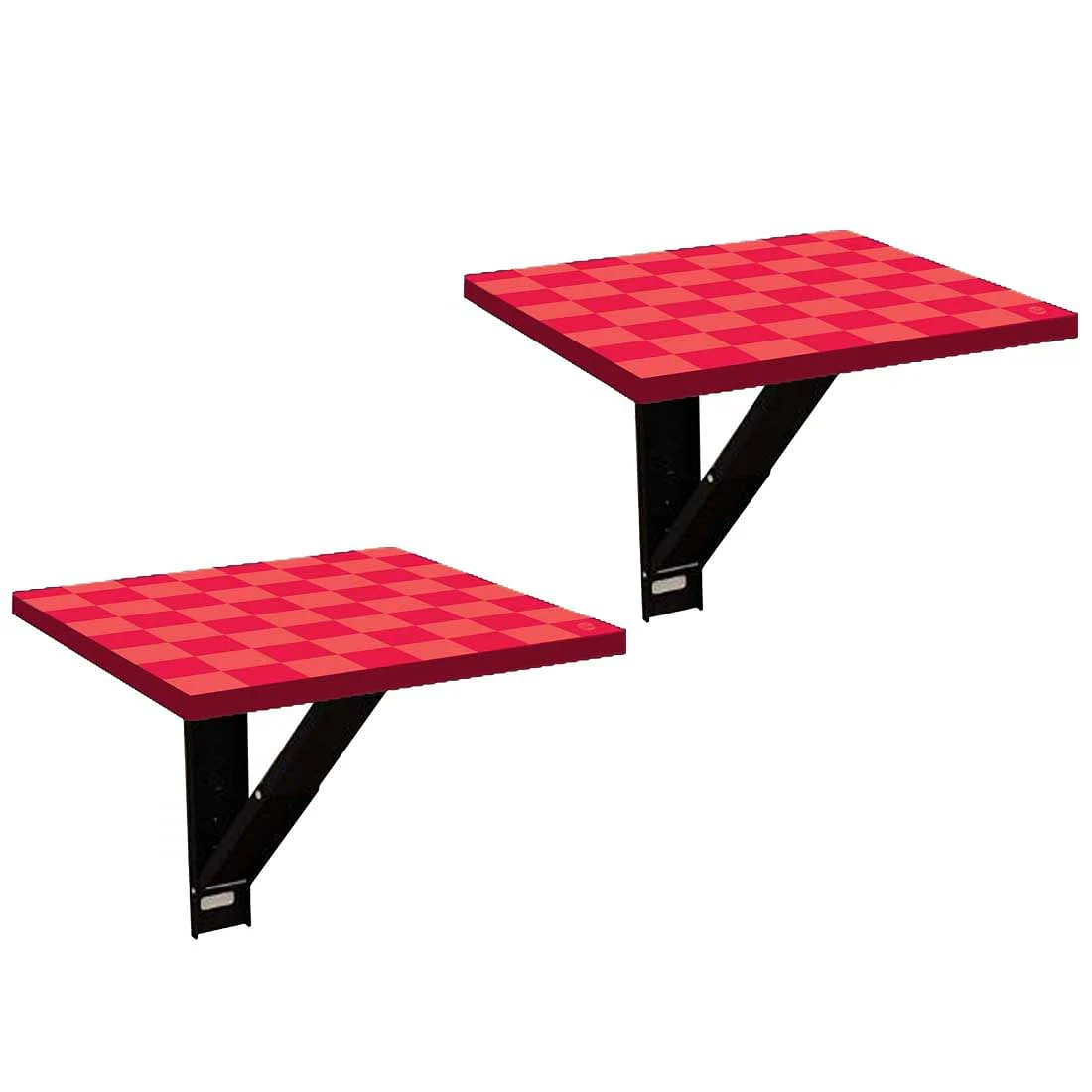 Bedside Table Folding Wall - Red Orange Check - Image 11