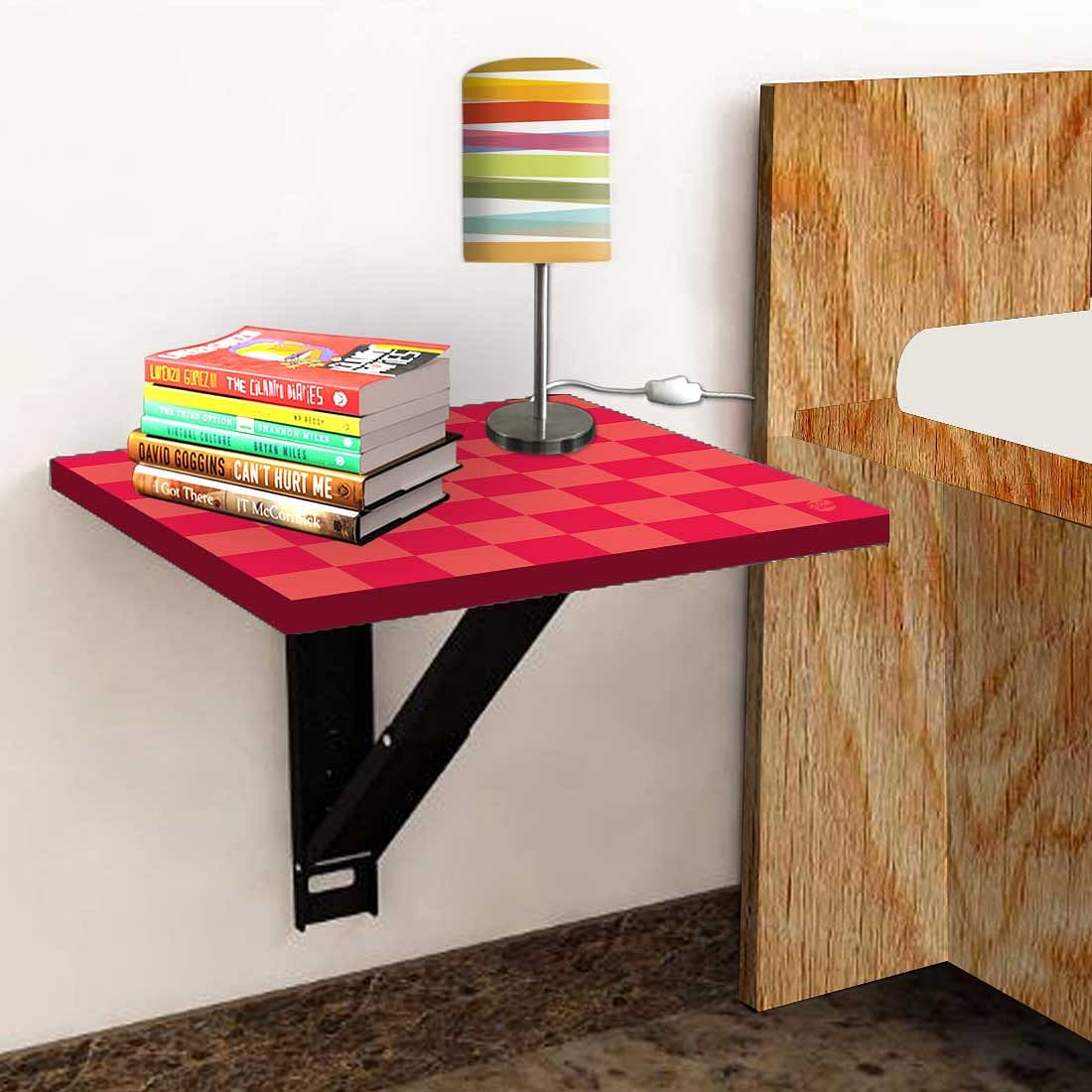 Bedside Table Folding Wall - Red Orange Check - Image 4