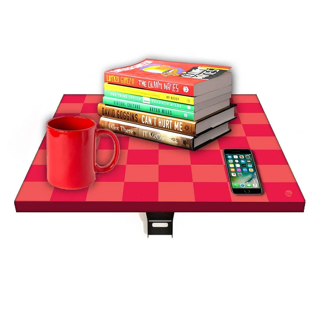 Bedside Table Folding Wall - Red Orange Check - Image 7