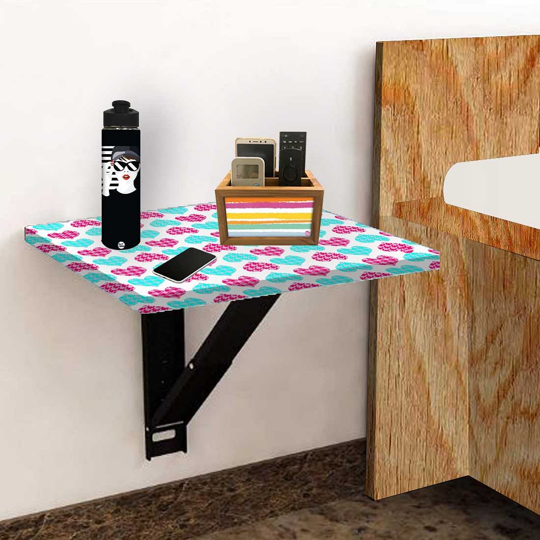 Folding Side Table for Bedroom - Hearts Pink and Blue - Image 5