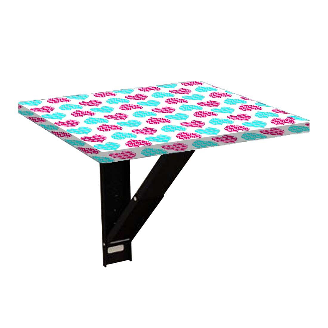 Folding Side Table for Bedroom - Hearts Pink and Blue - Image 6