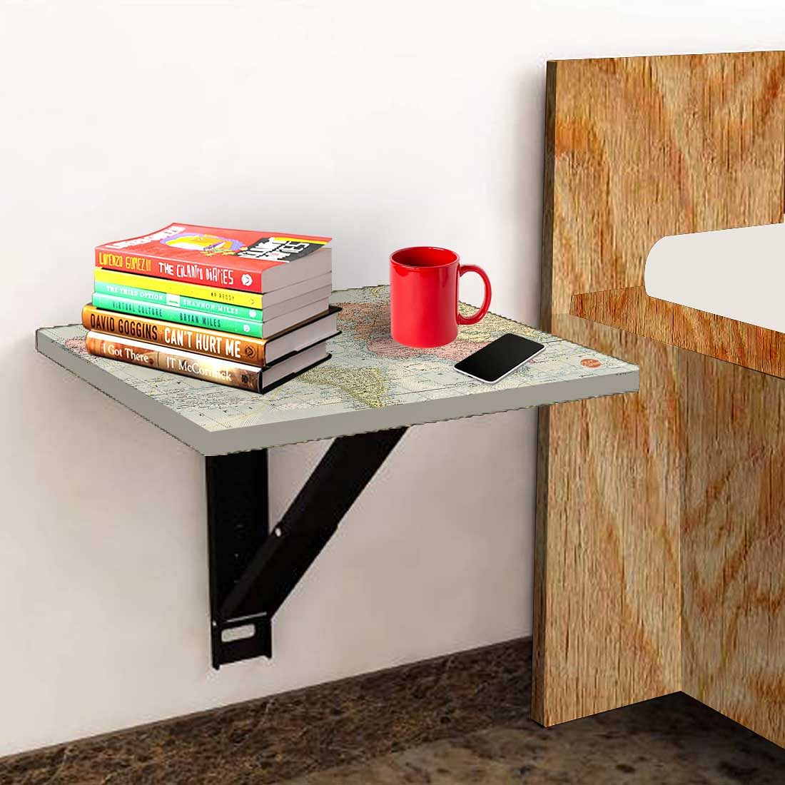 Wall Mounted Table for Bedroom - Vintage Map - Image 3