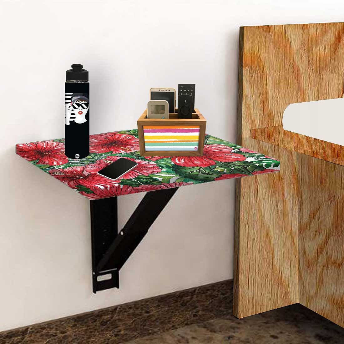 Floating Side Table for Bedroom - Red Hibiscus - Image 5