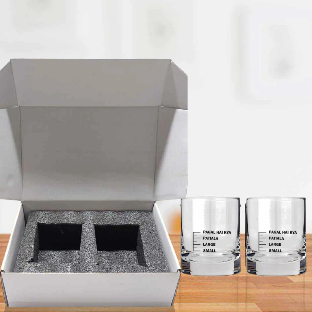 Whiskey Glasses Liquor Glass- Anniversary Birthday Gift Funny Gifts for Husband Bf - SMALL LARGE PATIYALA PAGAL HAI KYA - Image 19