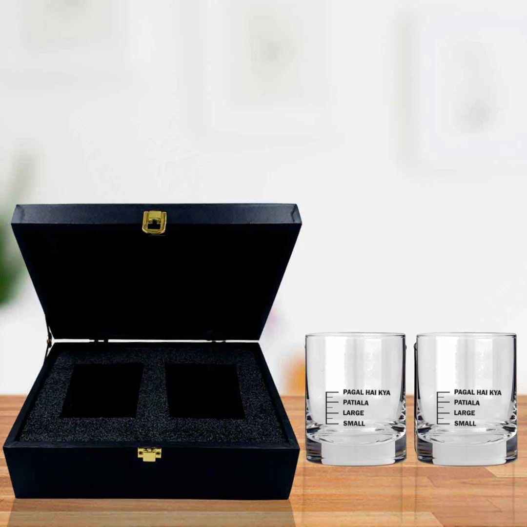Whiskey Glasses Liquor Glass- Anniversary Birthday Gift Funny Gifts for Husband Bf - SMALL LARGE PATIYALA PAGAL HAI KYA - Image 3