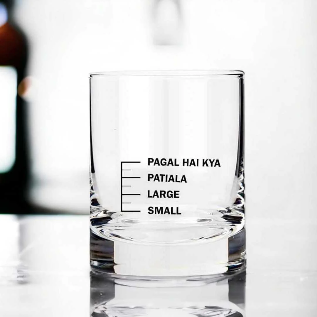 Whiskey Glasses Liquor Glass- Anniversary Birthday Gift Funny Gifts for Husband Bf - SMALL LARGE PATIYALA PAGAL HAI KYA - Image 8