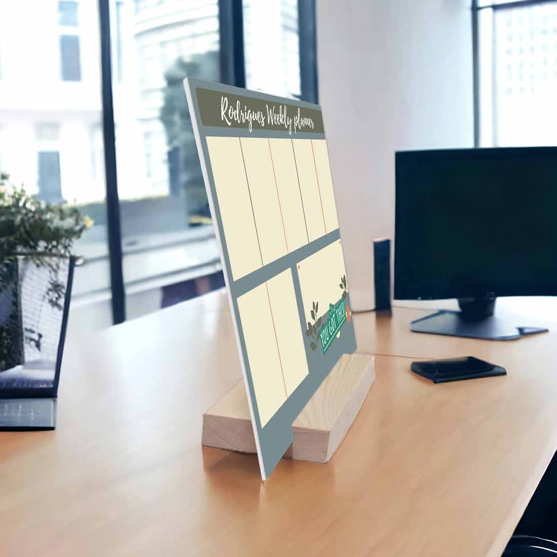 Writing Board Planner with Name on Weekly Planning Board with Wooden Stand - 8X10 - Image 4
