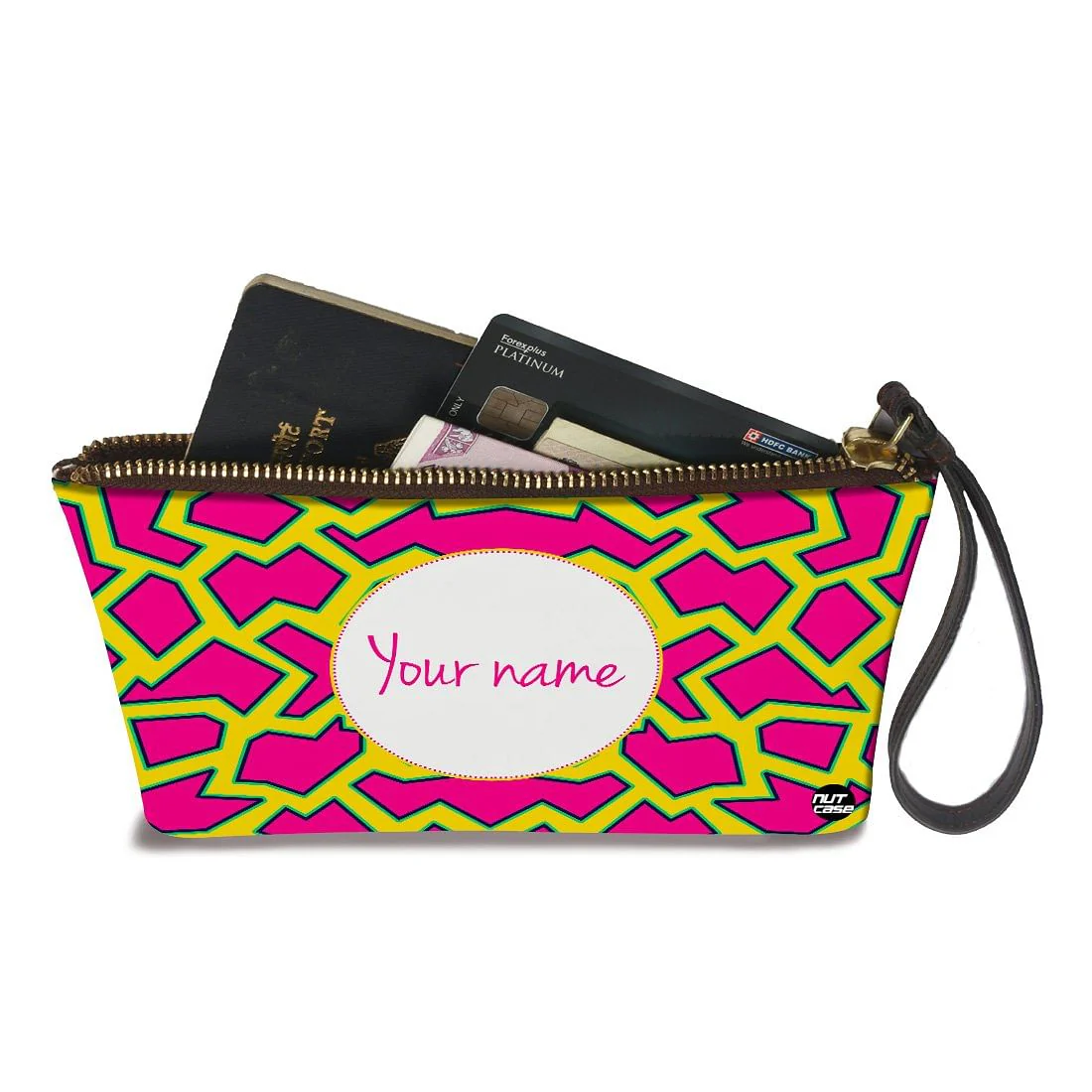 Wristlet Pouch - Yellow Pink Design - Image 3
