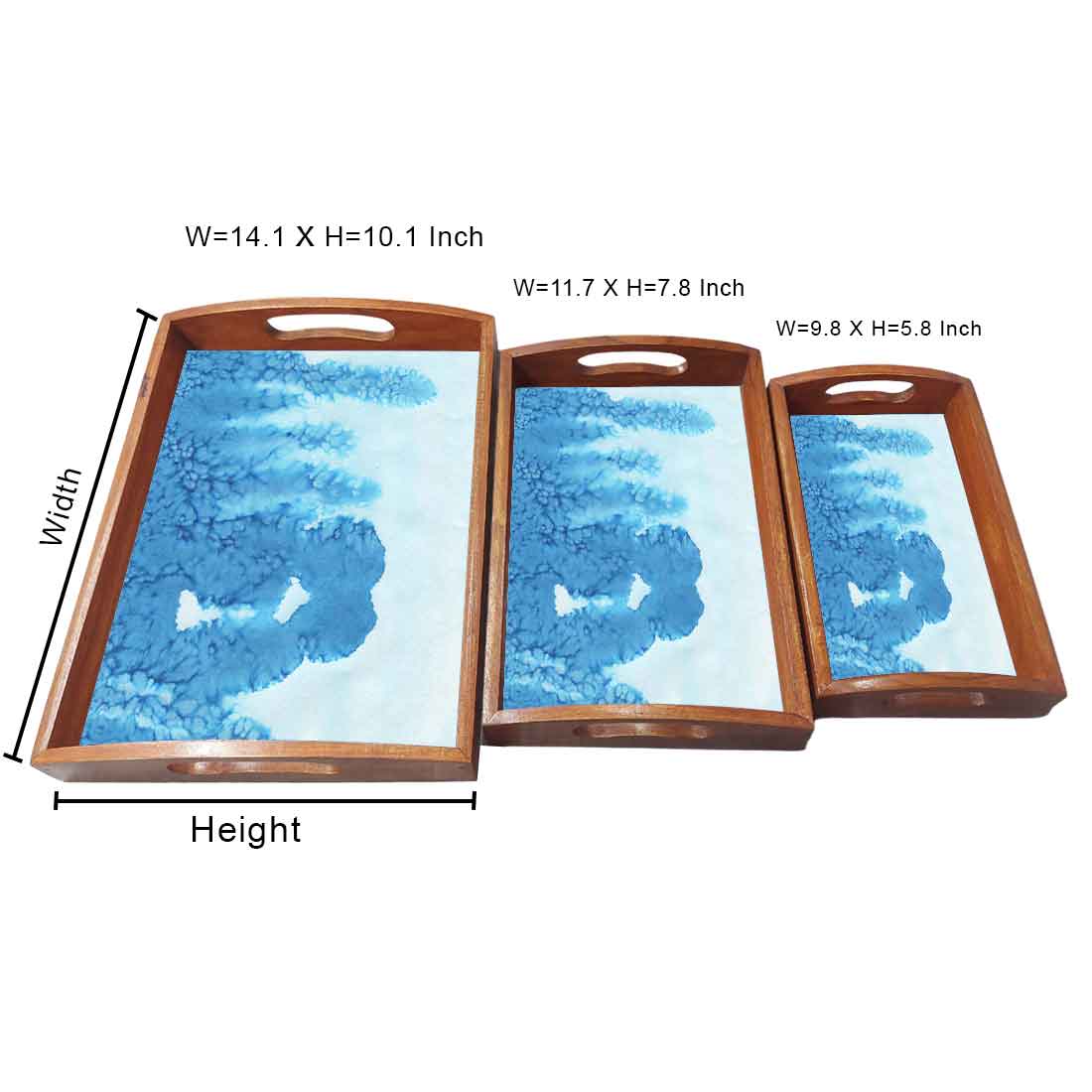 Wooden Tray with Handles Set of 3 for Kitchen Use - Image 5