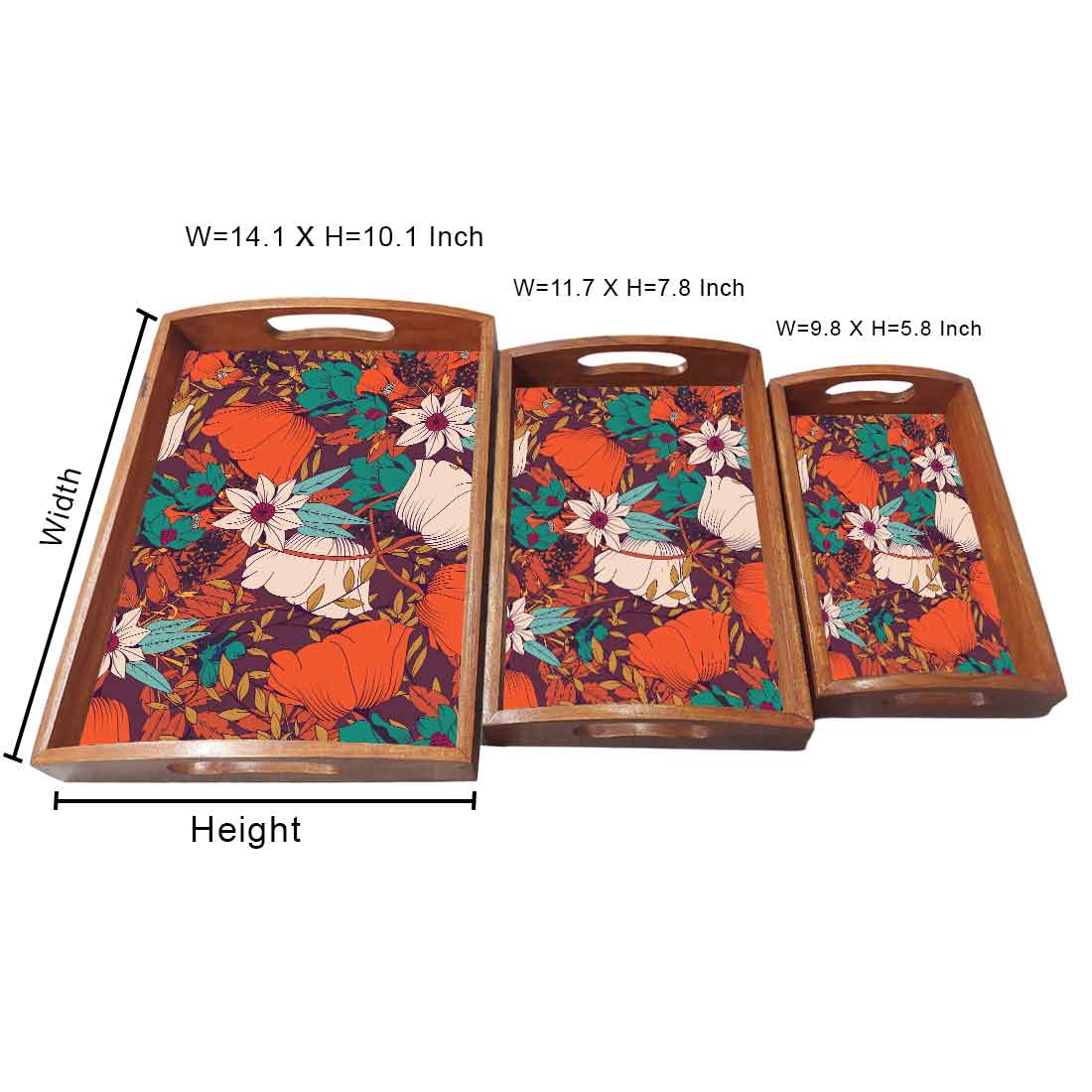 Wooden Serving Tray Platter for Home and Kitchen Use - Flower - Image 5