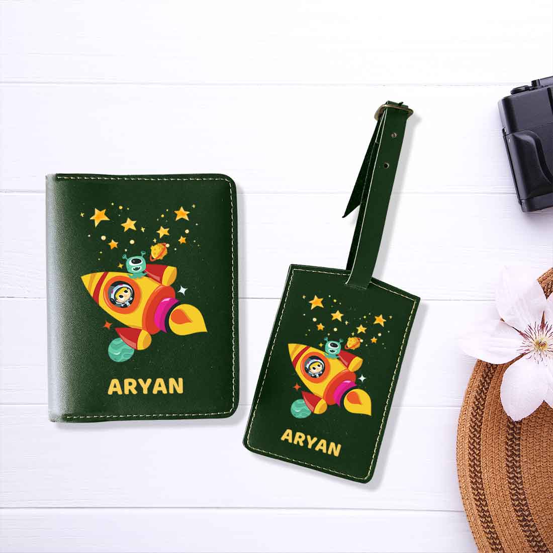 Cartoon Designer Passport Cover for Kids PU Leather Passport Holder and Luggage Tag Set with Name - Image 15