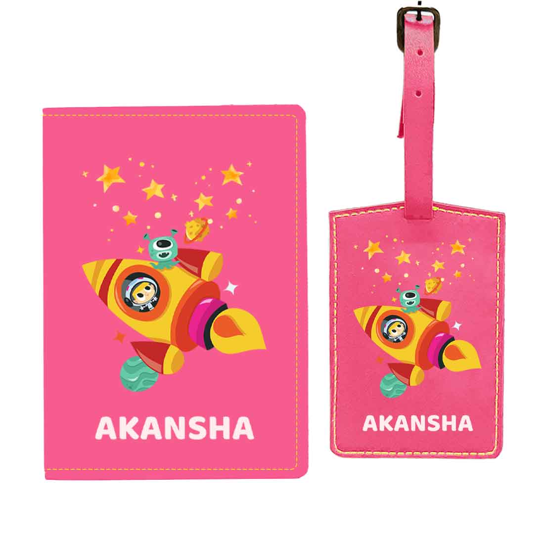 Cartoon Designer Passport Cover for Kids PU Leather Passport Holder and Luggage Tag Set with Name - Image 16