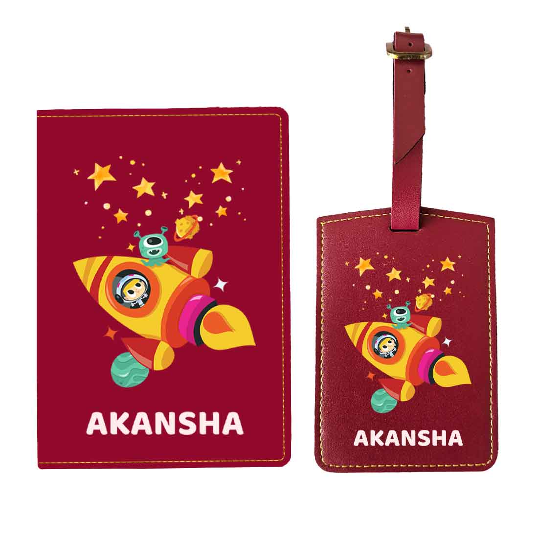 Cartoon Designer Passport Cover for Kids PU Leather Passport Holder and Luggage Tag Set with Name - Image 17