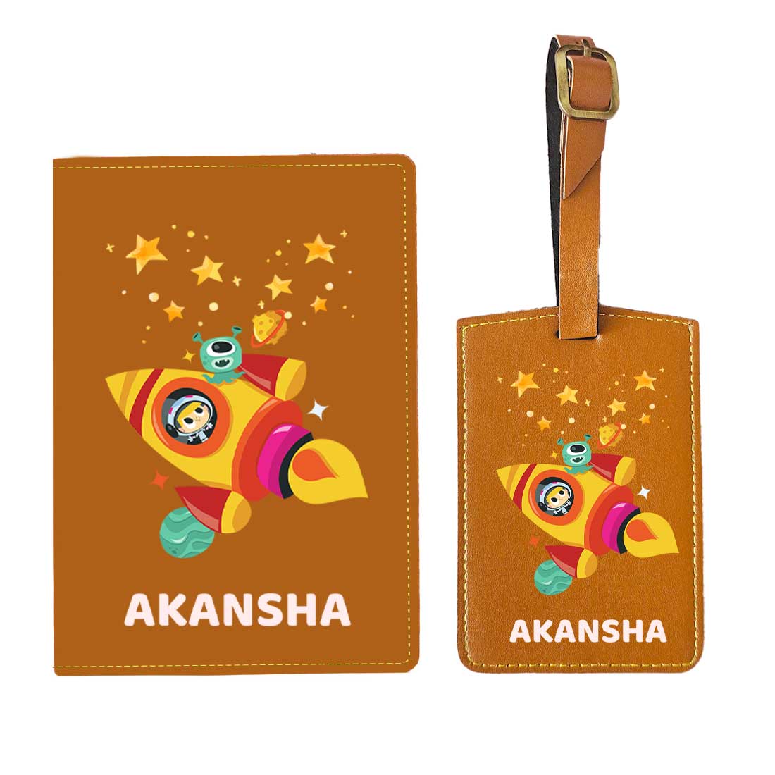 Cartoon Designer Passport Cover for Kids PU Leather Passport Holder and Luggage Tag Set with Name - Image 19