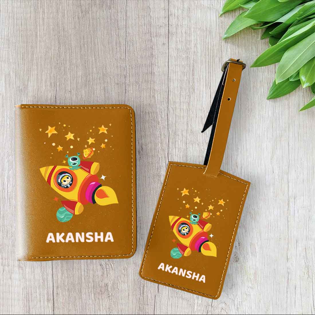Cartoon Designer Passport Cover for Kids PU Leather Passport Holder and Luggage Tag Set with Name - Image 20