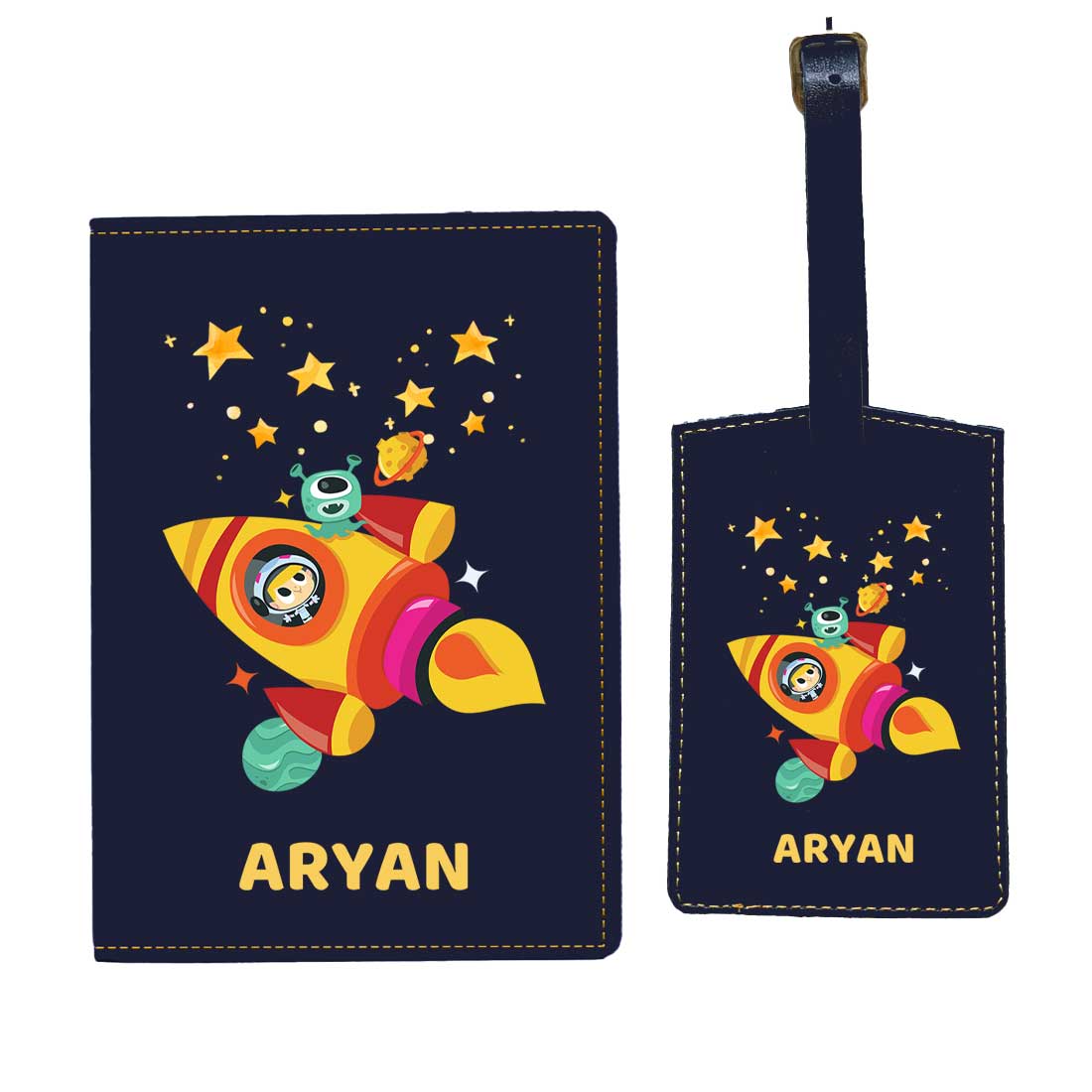 Cartoon Designer Passport Cover for Kids PU Leather Passport Holder and Luggage Tag Set with Name - Image 5