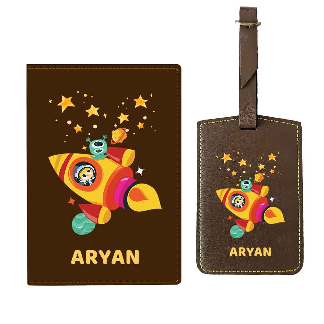 Cartoon Designer Passport Cover for Kids PU Leather Passport Holder and Luggage Tag Set with Name - Image 6
