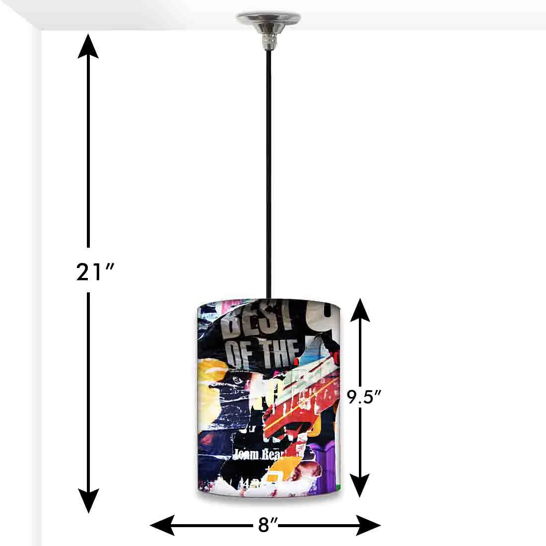 Antique Ceiling Pendant Lamp - Paper Collage - Image 2