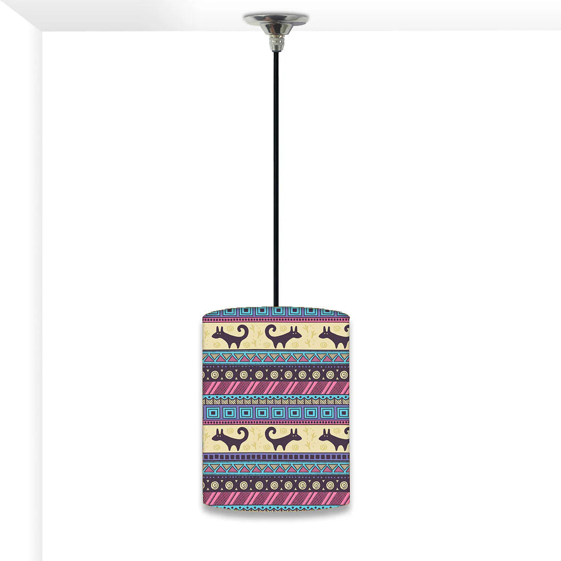 New Hanging Pendant Lamp - Aztec Blue And Cream Pattern