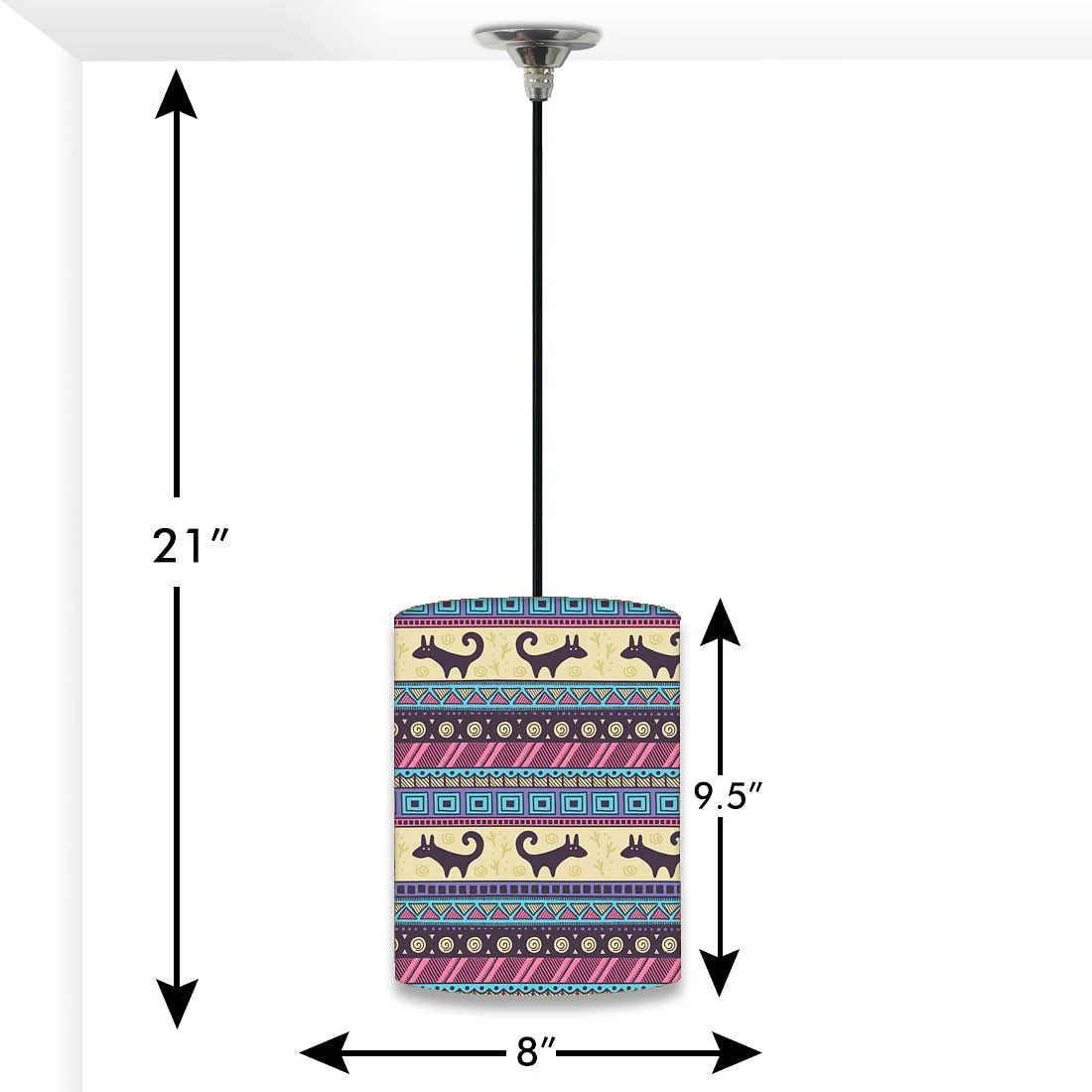 New Hanging Pendant Lamp - Aztec Blue And Cream Pattern - Image 2
