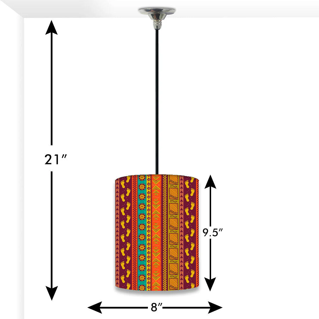 Best Ceiling Pendant Lamp - Aztec Orange And Green Pattern - Image 2