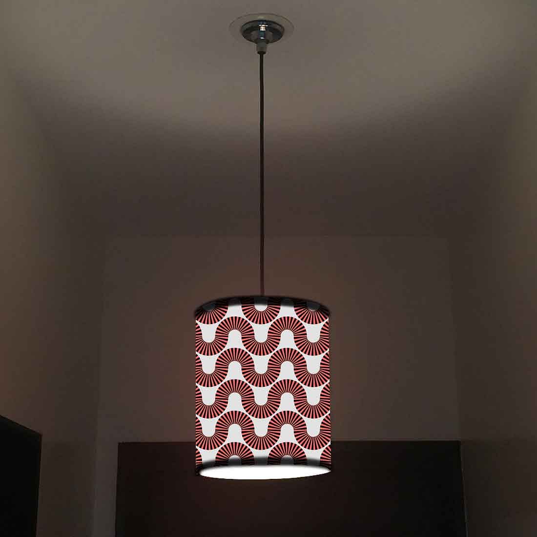 Ceiling Hanging Pendant Lamp Shade - Peach Color Retro Art - Image 2