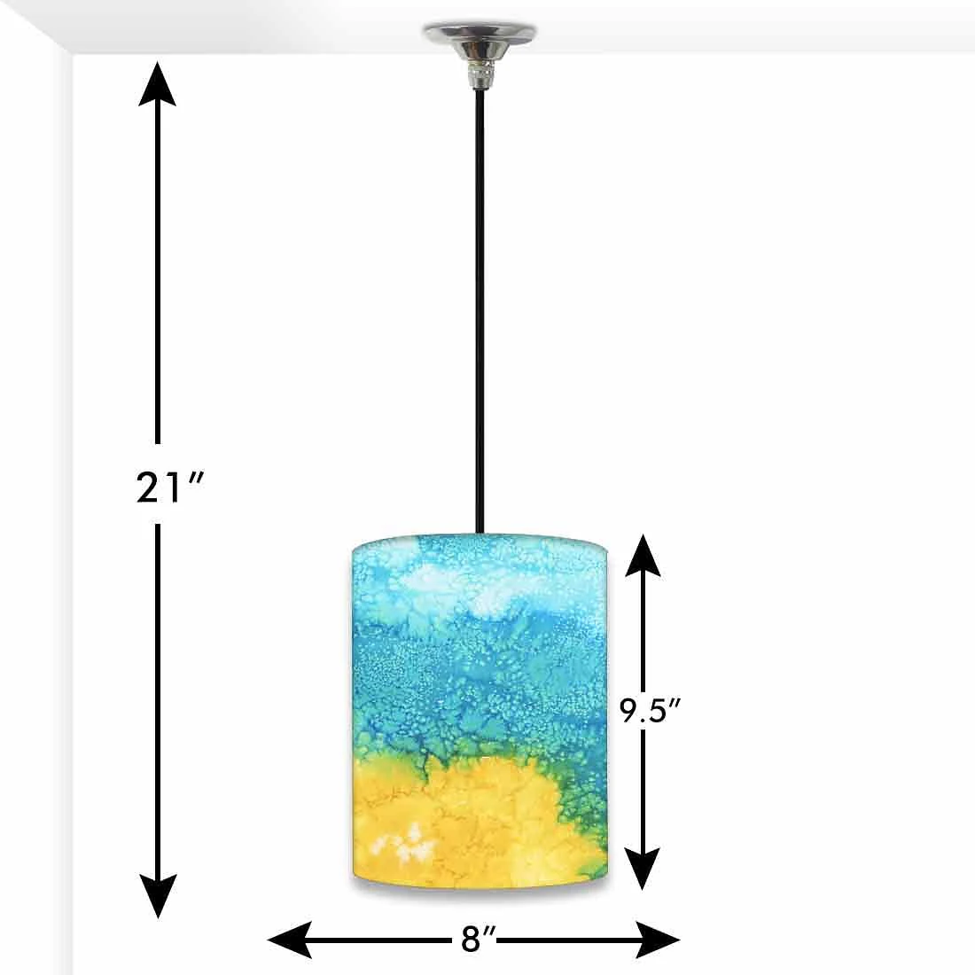 Ceiling Hanging Pendant Lamp Shade - Arctic Space Yellow Green Watercolor - Image 3