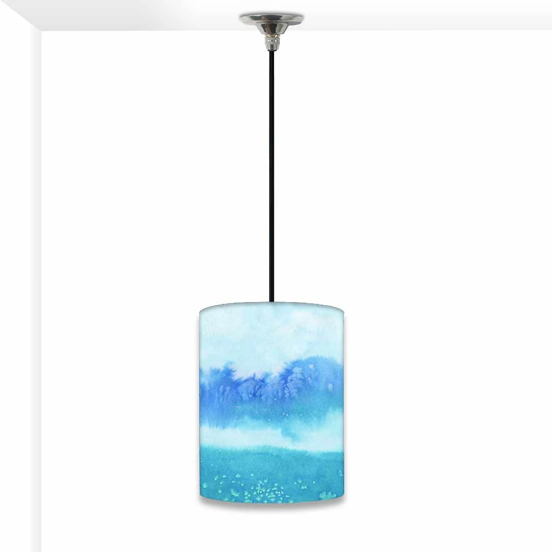 Ceiling Hanging Pendant Lamp Shade - Arctic Space Sky Blue Watercolor