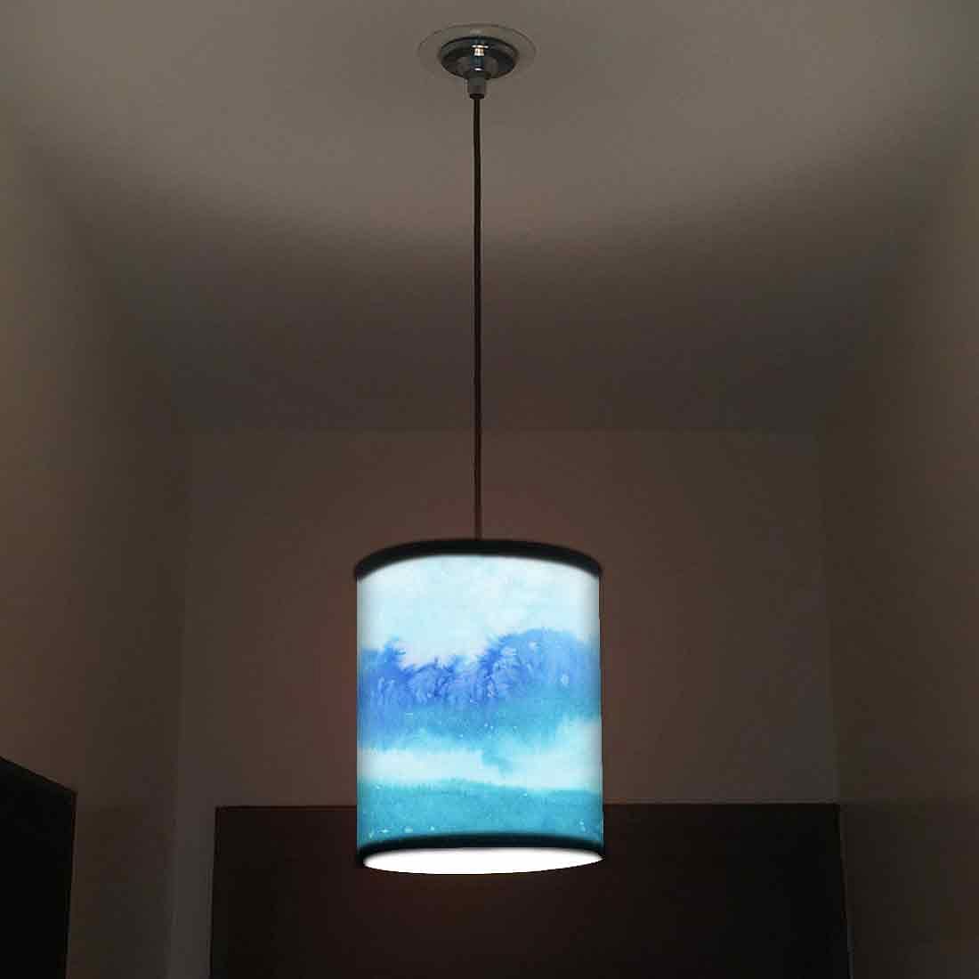 Ceiling Hanging Pendant Lamp Shade - Arctic Space Sky Blue Watercolor - Image 2