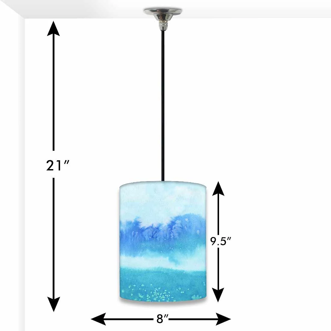 Ceiling Hanging Pendant Lamp Shade - Arctic Space Sky Blue Watercolor - Image 3