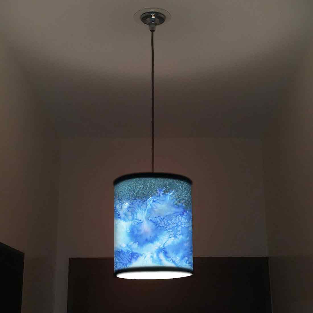 Ceiling Hanging Pendant Lamp Shade - Arctic Space Blue Shades Watercolor - Image 2