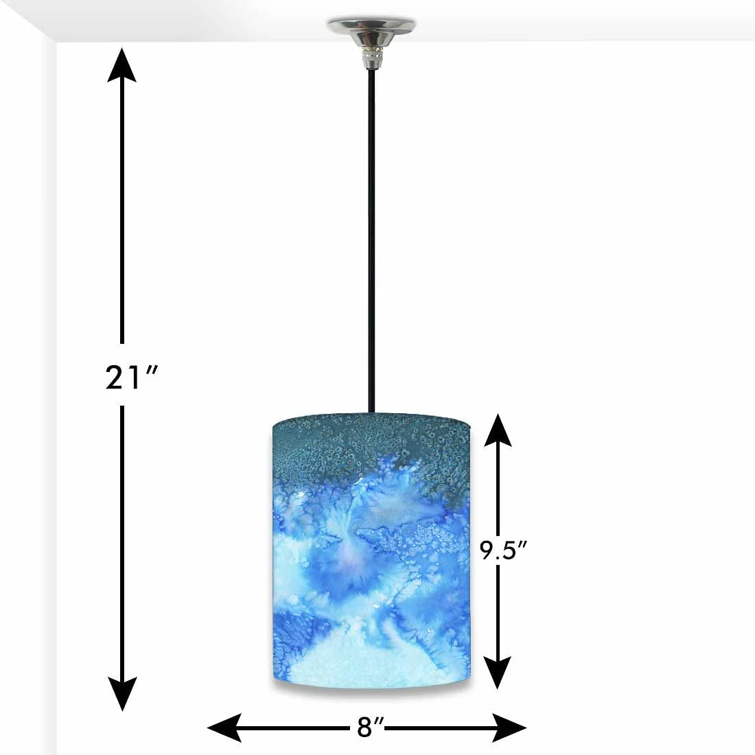 Ceiling Hanging Pendant Lamp Shade - Arctic Space Blue Shades Watercolor - Image 3