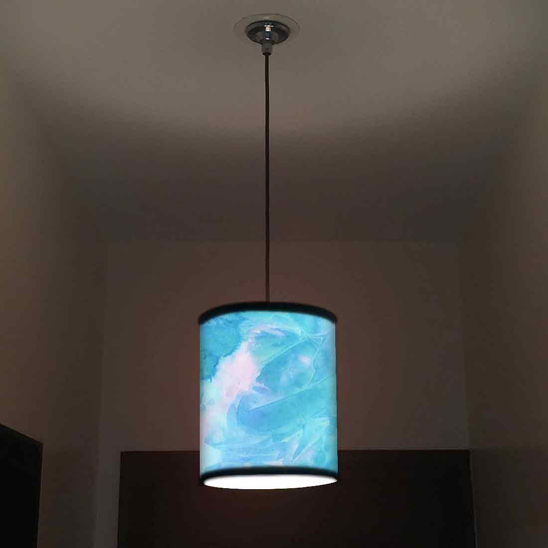 Ceiling Hanging Pendant Lamp Shade - Arctic Space Sky Blue Green Watercolor - Image 2