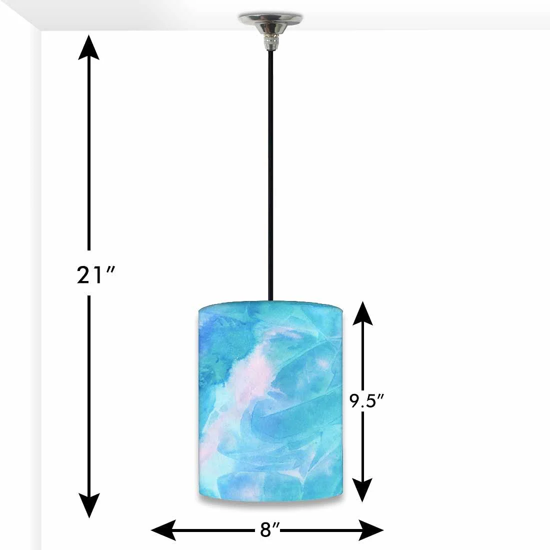 Ceiling Hanging Pendant Lamp Shade - Arctic Space Sky Blue Green Watercolor - Image 3