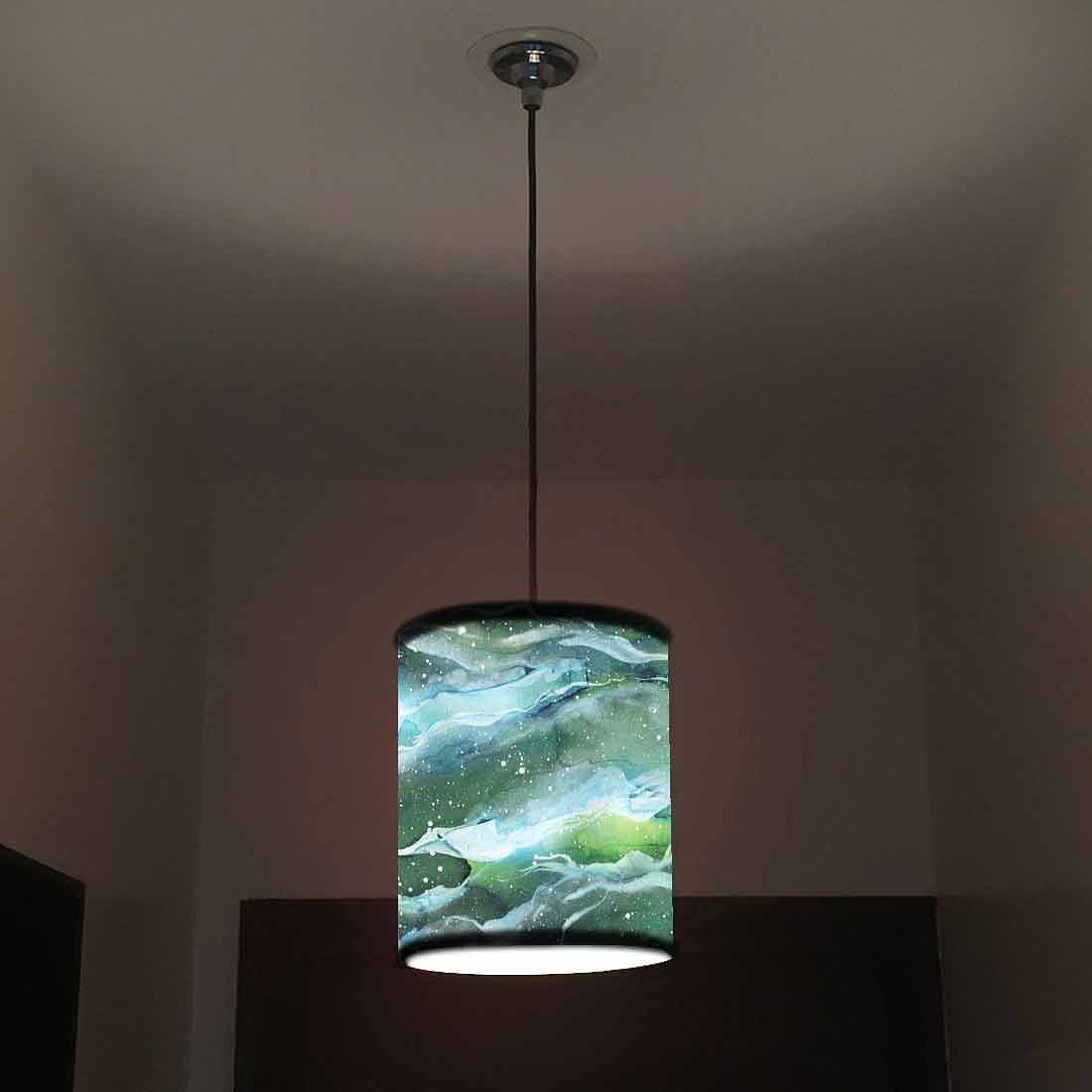 Ceiling Hanging Pendant Lamp Shade - Space Dark Green Watercolor - Image 2
