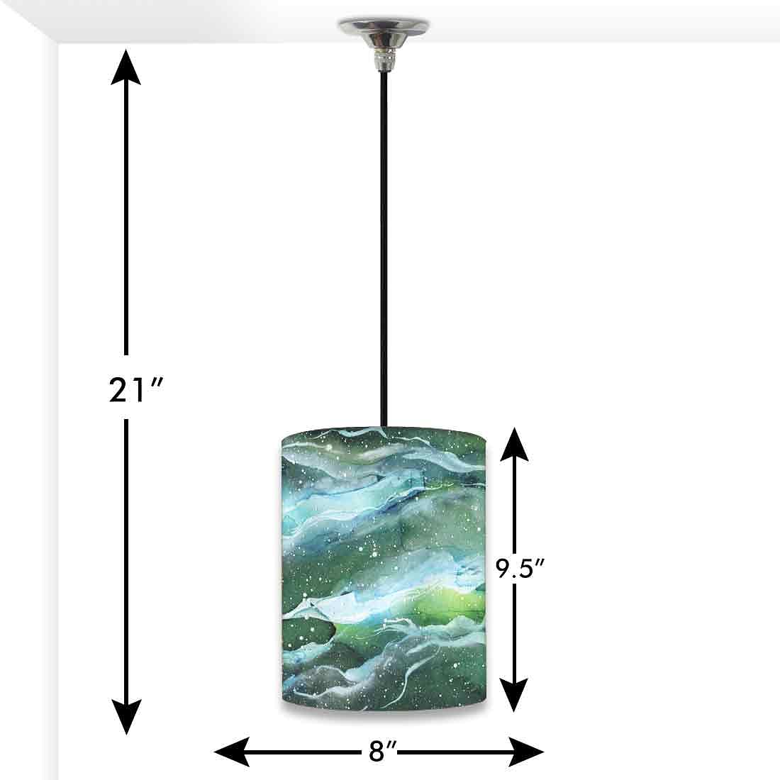 Ceiling Hanging Pendant Lamp Shade - Space Dark Green Watercolor - Image 3