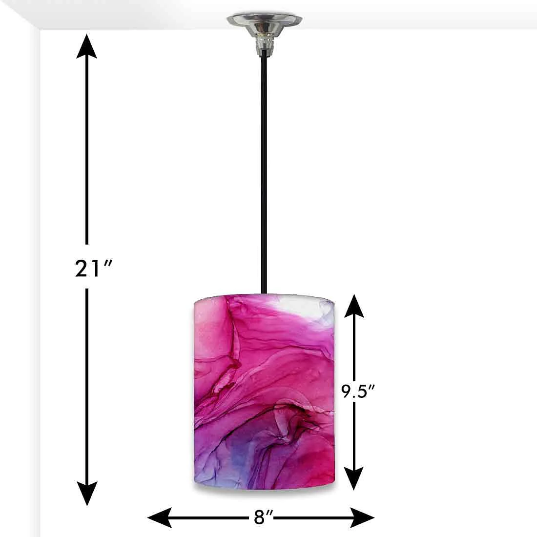 Ceiling Hanging Pendant Lamp Shade - Pink Multicolor Ink Watercolor - Image 3