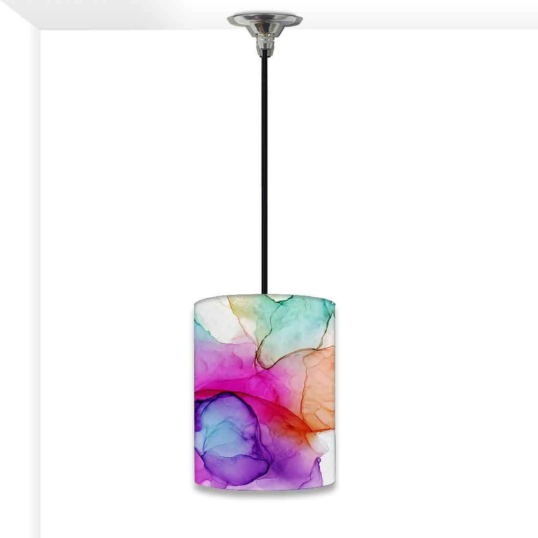 Ceiling Hanging Pendant Lamp Shade - Purple Pink Multicolor Ink Watercolor