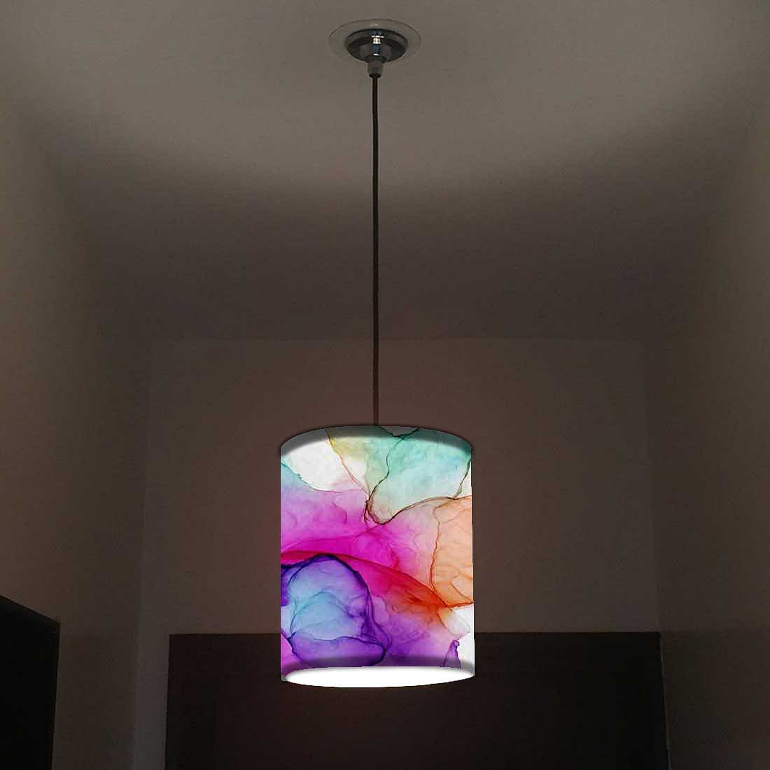 Ceiling Hanging Pendant Lamp Shade - Purple Pink Multicolor Ink Watercolor - Image 2