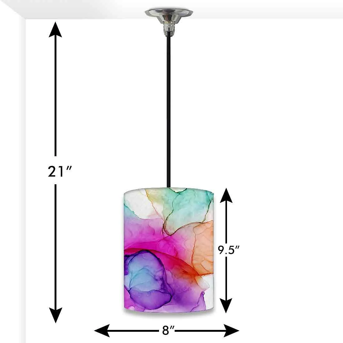 Ceiling Hanging Pendant Lamp Shade - Purple Pink Multicolor Ink Watercolor - Image 3