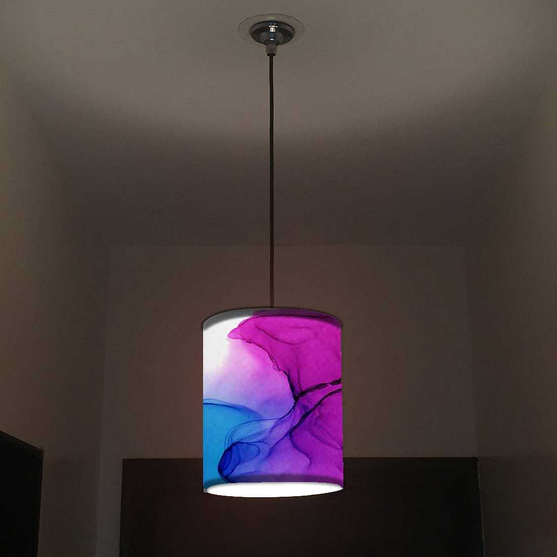 Ceiling Hanging Pendant Lamp Shade - Purple Blue Ink Watercolor - Image 2