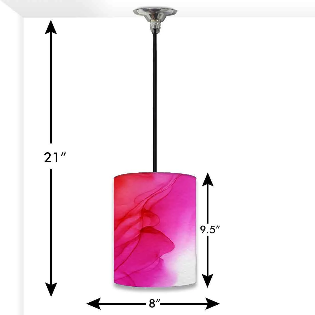 Ceiling Hanging Pendant Lamp Shade - Red Pink Ink Watercolor - Image 3