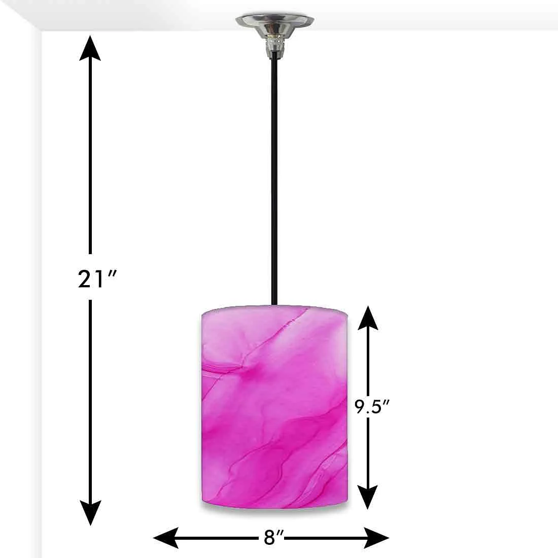 Ceiling Hanging Pendant Lamp Shade - Pink Ink Watercolor - Image 3