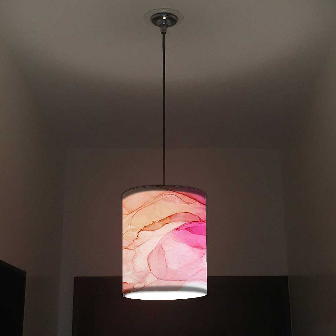 Ceiling Hanging Pendant Lamp Shade - Pink Golden Ink Watercolor - Image 2