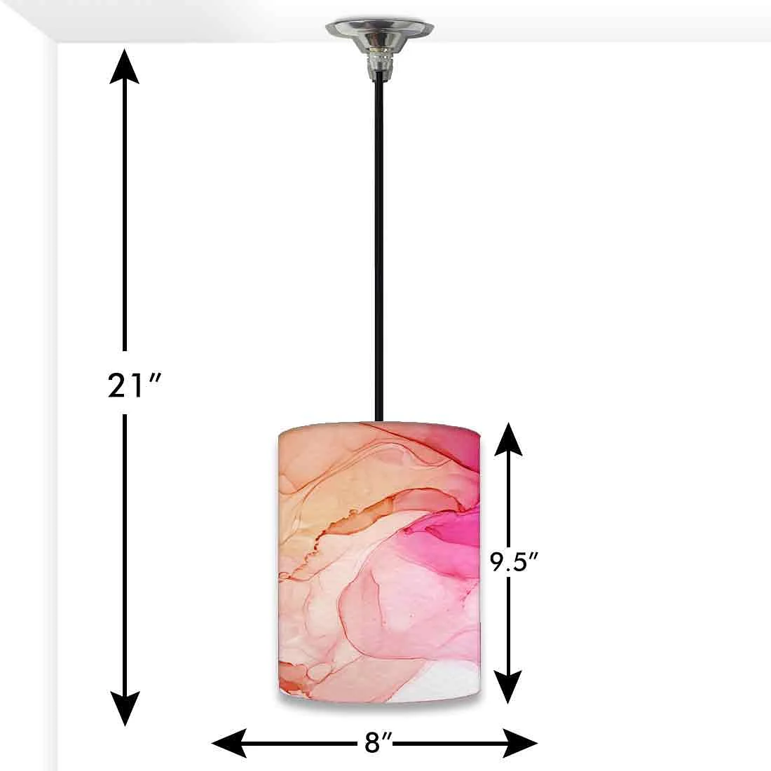 Ceiling Hanging Pendant Lamp Shade - Pink Golden Ink Watercolor - Image 3