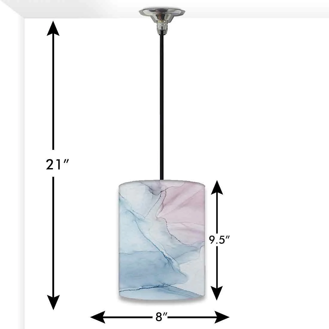Ceiling Hanging Pendant Lamp Shade - Gray Purple Ink Watercolor - Image 3