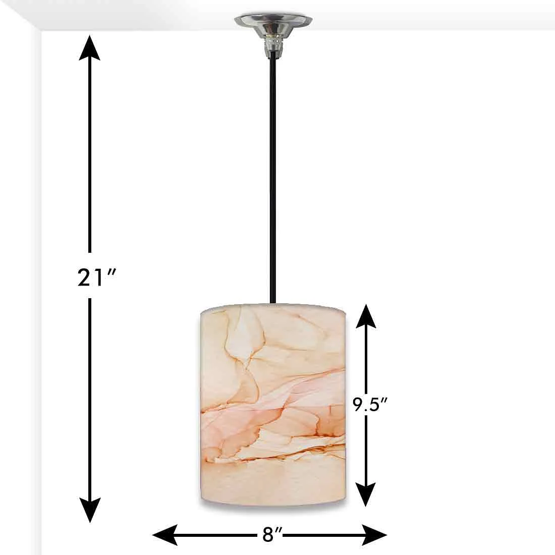 Ceiling Hanging Pendant Lamp Shade - Brown Ink Watercolor - Image 3